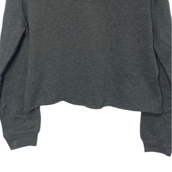 Wild Fable Cropped Polo Shirt Womens Medium Gray New Long Sleeve Collared - Picture 4 of 8